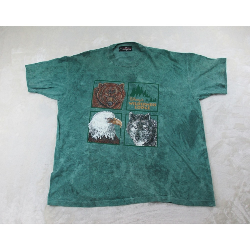 VINTAGE Disney Originals Shirt Mens 2XL XXL Green Wilderness‎ Lodge Resort*
